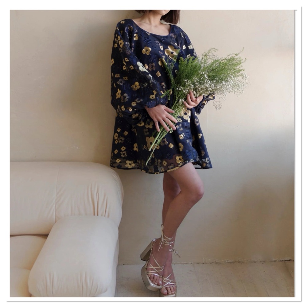 NWT Arianne Elmy Organza Good Luck Dress Midnight Blue Large